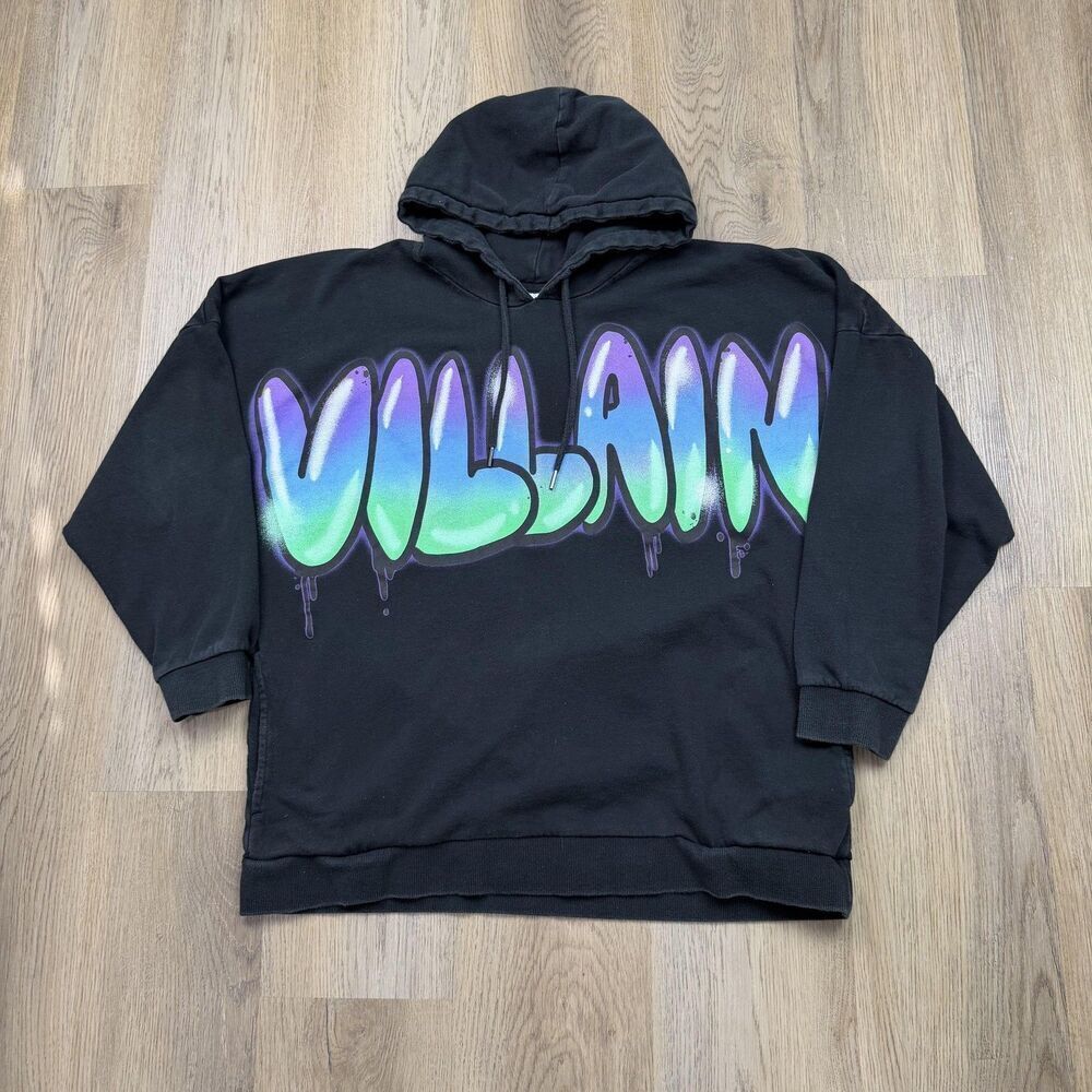 Disney Hoodie Mens Medium Black Villains VILLAIN Graphic Fleece Pullover Eternal
